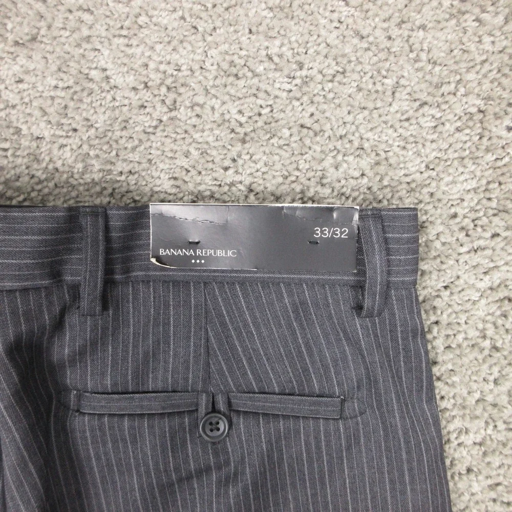 Banana Republic Pants Mens 33x32 Gray Pinstripe Dress Trousers Wool Straight NEW